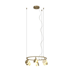 Shell 6 Light Pendant, Round, 30W LED, 3000K, 1590lm, Gold, 3yrs Warranty - thumbnail 1