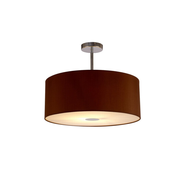 Baymont Polished Chrome E27 Semi Flush With 50cm x 20cm Dual Faux Silk Shade, Raw Cocoa/Grecian Bronze - image 1
