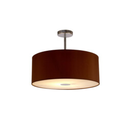 Baymont Polished Chrome E27 Semi Flush With 50cm x 20cm Dual Faux Silk Shade, Raw Cocoa/Grecian Bronze