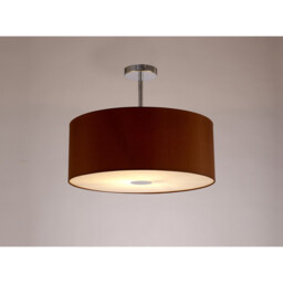 Baymont Polished Chrome E27 Semi Flush With 50cm x 20cm Dual Faux Silk Shade, Raw Cocoa/Grecian Bronze - thumbnail 2