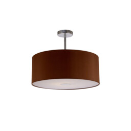 Baymont Polished Chrome E27 Semi Flush With 50cm x 20cm Dual Faux Silk Shade, Raw Cocoa/Grecian Bronze - thumbnail 5