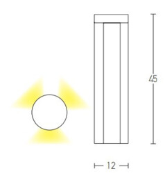 Elhovo 45cm Outdoor Bollard Graphite LED 3000K IP54 - thumbnail 5