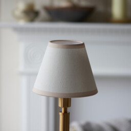 Upton Rechargeable Brushed Aged Brass Plate Table Lamp with Vintage White Fabric Ivy Shade 16cm Integrated LED - thumbnail 5
