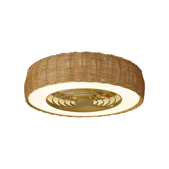 Kilimanjaro Mini 55W LED Dimmable Ceiling Light With 25W DC Reversible Fan, 3800lm, Beige Rattan, 5yrs Warranty - image 1