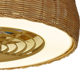 Kilimanjaro Mini 55W LED Dimmable Ceiling Light With 25W DC Reversible Fan, 3800lm, Beige Rattan, 5yrs Warranty - thumbnail 5