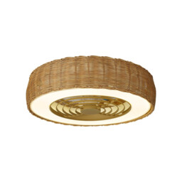 Kilimanjaro Mini 55W LED Dimmable Ceiling Light With 25W DC Reversible Fan, 3800lm, Beige Rattan, 5yrs Warranty
