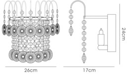 Rosina Wall Lamp Switched 2 Light French Gold, Crystal - thumbnail 3