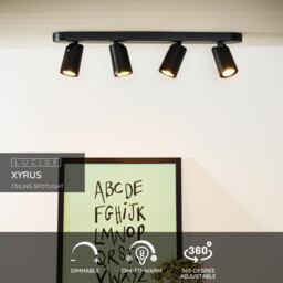 Xyrus Modern Ceiling Spotlight Bar - LED Dim to warm - GU10 - 4x5W 2200K/3000K - Black - Special Offer - thumbnail 2
