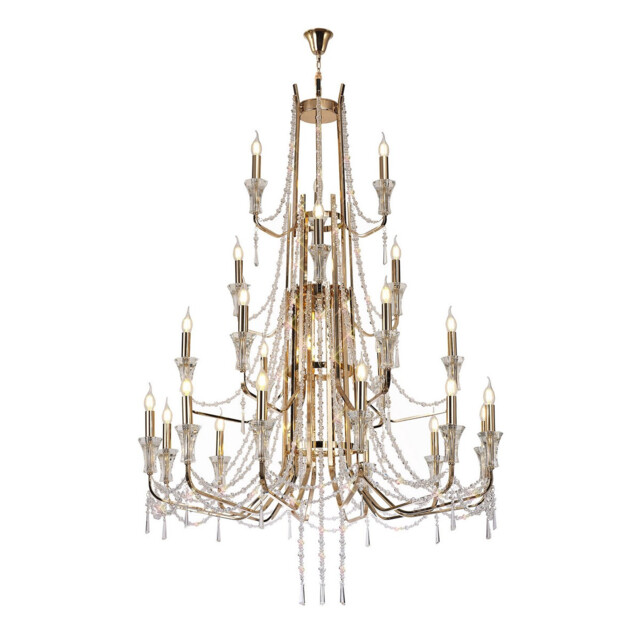 Armand Pendant 12+6+3+3 Light E14 French Gold/Crystal, (ITEM REQUIRES CONSTRUCTION/CONNECTION) Item Weight: 32.5kg - image 1