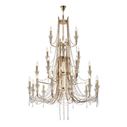 Armand Pendant 12+6+3+3 Light E14 French Gold/Crystal, (ITEM REQUIRES CONSTRUCTION/CONNECTION) Item Weight: 32.5kg - thumbnail 1