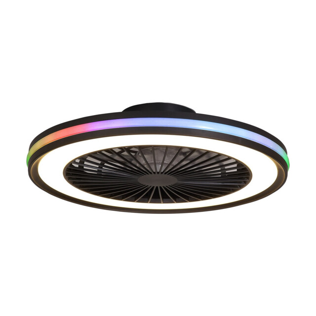 Gamer 60W LED Dimmable White/RGB Ceiling Light With Built-In 26W DC Reversible Fan, c/w Remote Control, 4200lm, Black - image 1
