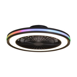 Gamer 60W LED Dimmable White/RGB Ceiling Light With Built-In 26W DC Reversible Fan, c/w Remote Control, 4200lm, Black - thumbnail 1