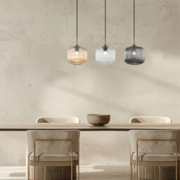 Gournes Bar Pendant Ceiling Light Clear. Smoked. Champagne Glass Antique Brass 3xE27 - thumbnail 2