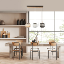 Gournes Bar Pendant Ceiling Light Clear. Smoked. Champagne Glass Antique Brass 3xE27 - thumbnail 3