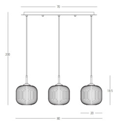Gournes Bar Pendant Ceiling Light Clear. Smoked. Champagne Glass Antique Brass 3xE27 - thumbnail 5