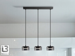 Olaia Bar Pendant Ceiling Light Black, Smoky 3xGX53 3000K 660lm - thumbnail 1