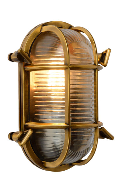 Dudley Retro Oval Bulkhead Wall Light Outdoor - 1xE27 - IP65 - Matt Gold, Brass - image 1