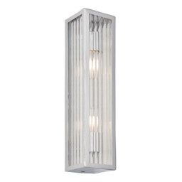 Newham Outdoor Contemporary 2 Light Wall Lamp Chrome, Clear Ribbed Glass - thumbnail 1