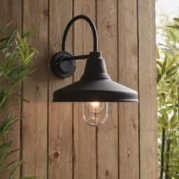 Farmhouse Traditional Outdoor Dome Wall Light Textured Black Glass Shade, IP44 - thumbnail 2