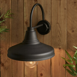 Farmhouse Traditional Outdoor Dome Wall Light Textured Black Glass Shade, IP44 - thumbnail 5