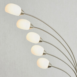 Jaspa LED 5 Light Floor Lamp Satin Nickel, White Glass - thumbnail 5