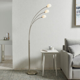 Jaspa LED 5 Light Floor Lamp Satin Nickel, White Glass - thumbnail 2