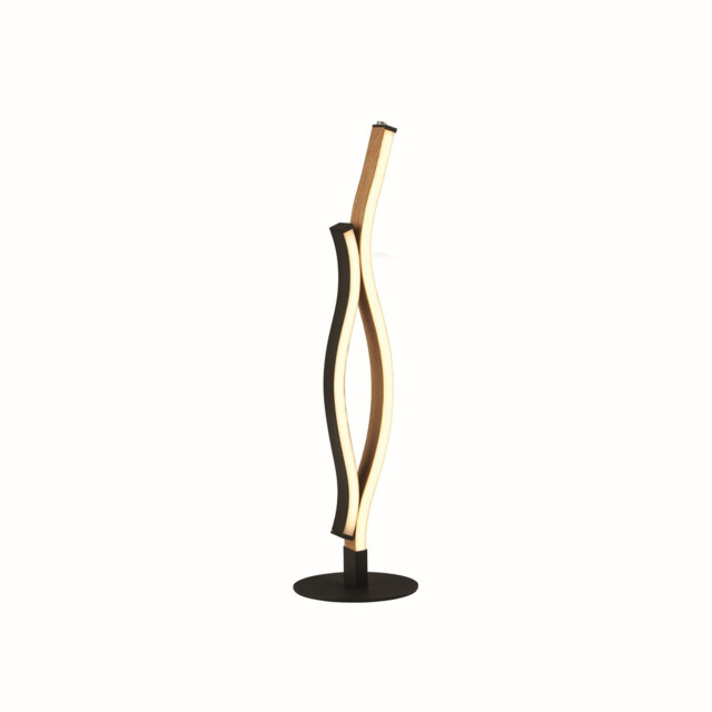 Bloom Swirl LED Table Lamp, Black With Wood Effect - image 1