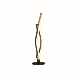 Bloom Swirl LED Table Lamp, Black With Wood Effect - thumbnail 1