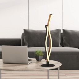 Bloom Swirl LED Table Lamp, Black With Wood Effect - thumbnail 2