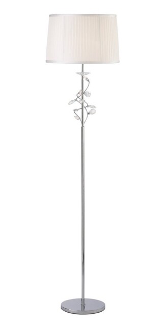 Willow Floor Lamp with White Shade 1 Light Polished Chrome, Crystal - image 1