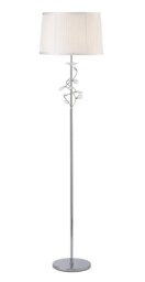 Willow Floor Lamp with White Shade 1 Light Polished Chrome, Crystal - thumbnail 1
