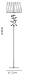 Willow Floor Lamp with White Shade 1 Light Polished Chrome, Crystal - thumbnail 2