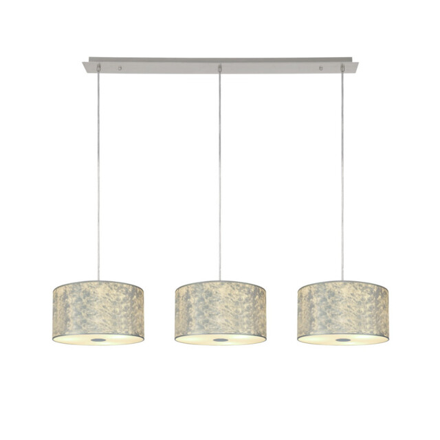 Baymont Polished Chrome 3 Light E27 Linear Pendant With 30cm x 17cm Silver Leaf Shade 2m - image 1
