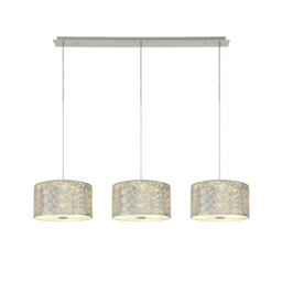 Baymont Polished Chrome 3 Light E27 Linear Pendant With 30cm x 17cm Silver Leaf Shade 2m - thumbnail 1