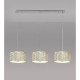 Baymont Polished Chrome 3 Light E27 Linear Pendant With 30cm x 17cm Silver Leaf Shade 2m - thumbnail 2
