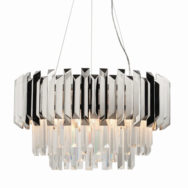 Valetta Pendant Polished Stainless Steel & Crystal (K5) Glass 6 Light Dimmable IP20 - E14 - image 1
