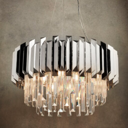 Valetta Pendant Polished Stainless Steel & Crystal (K5) Glass 6 Light Dimmable IP20 - E14 - thumbnail 3
