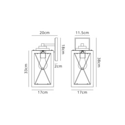 Clarendon Large Wall Lamp, 1 x E27, Wood Effect & Black, Clear Glass, IP54, 2yrs Warranty - thumbnail 2