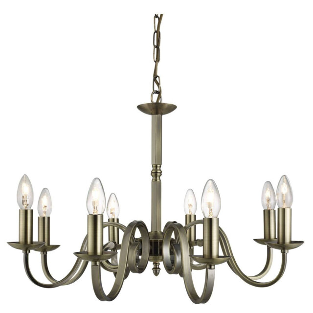 Richmond 8 Light Chandelier Antique Brass Finish, E14 - image 1