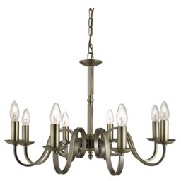 Richmond 8 Light Chandelier Antique Brass Finish, E14 - thumbnail 1