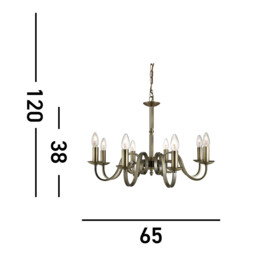 Richmond 8 Light Chandelier Antique Brass Finish, E14 - thumbnail 2