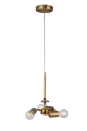 Baymont Antique Brass 3m 3 Light E27 Universal Ceiling Pendant, Suitable For A Vast Selection Of Shades - thumbnail 1