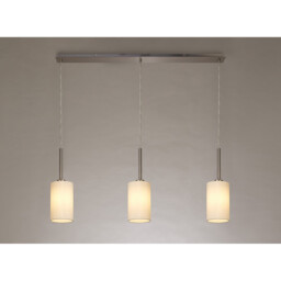 Baymont Satin Nickel 3 Light E27 Linear Pendant, With 12cm Faux Silk Shade, Ivory Pearl/White Laminate - thumbnail 2