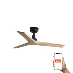Klim Small Smart Ceiling Fan Black, Pine Blades