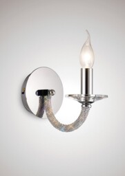 Elena Wall Lamp Switched 1 Candle Light Polished Chrome, Crystal - thumbnail 2