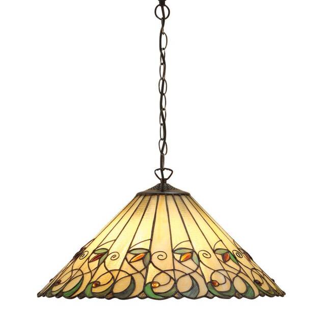 Jamelia 3 Light Large Ceiling Pendant Dark Bronze, Tiffany glass, E27 - image 1