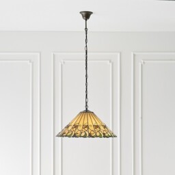 Jamelia 3 Light Large Ceiling Pendant Dark Bronze, Tiffany glass, E27 - thumbnail 3