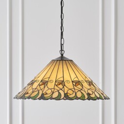 Jamelia 3 Light Large Ceiling Pendant Dark Bronze, Tiffany glass, E27 - thumbnail 5