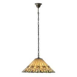 Jamelia 3 Light Large Ceiling Pendant Dark Bronze, Tiffany glass, E27 - thumbnail 2