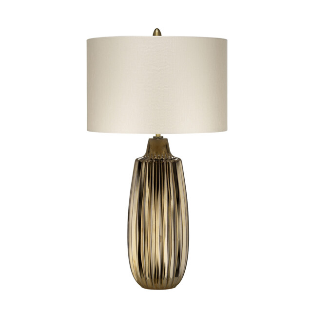 Newham 1 Light Large Table Lamp, Bronze Ceramic , Pearl shade, E27 - image 1